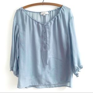 LOFT Gray Chiffon Blouse